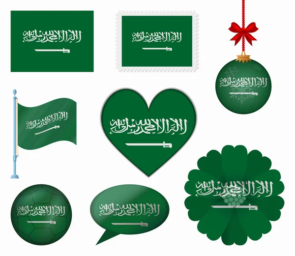 Drapeau Arabie Saoudite jeu de 8 éléments vectoriel — Image vectorielle