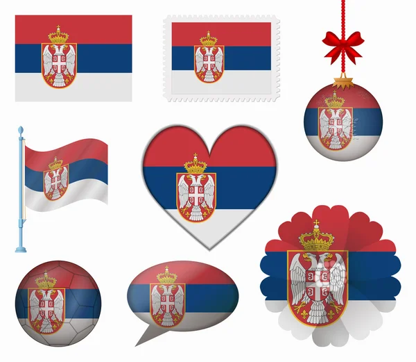 Serbien Flaggenset mit 8 Elementen Vektor — Stockvektor
