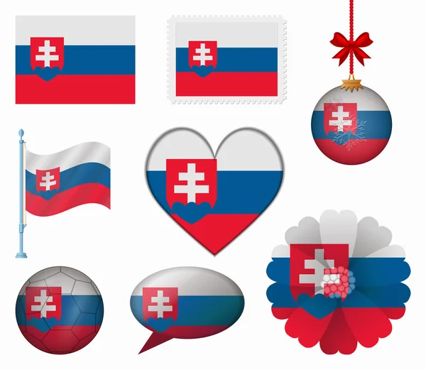 Slovakia flag set of 8 items vector — Stock Vector