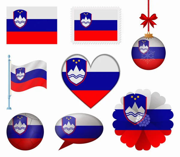 Slowenien Flaggenset mit 8 Elementen Vektor — Stockvektor