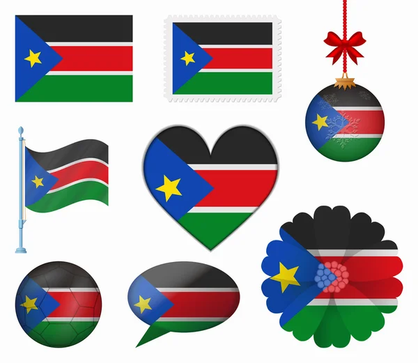 Güney Sudan bayrağı 8 öğeler vektörünü ayarla — Stok Vektör