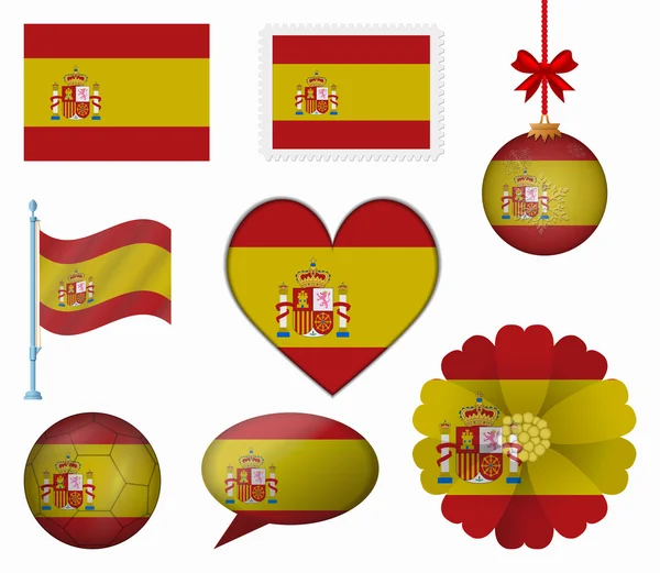 8 öğeler vektörünü İspanya bayrağı ayarla — Stok Vektör
