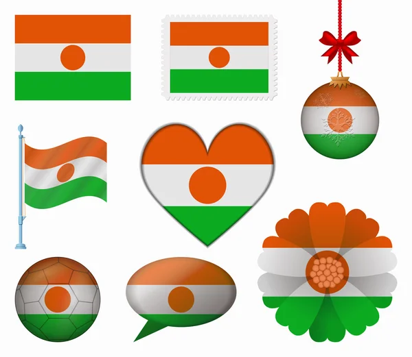 Niger flag set von 8 items vektor — Stockvektor