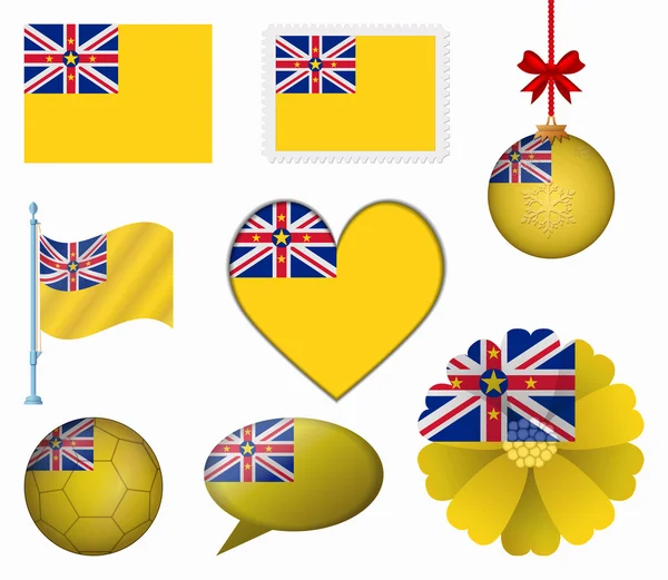 Niue flagga uppsättning 8 objekt vektor — Stock vektor