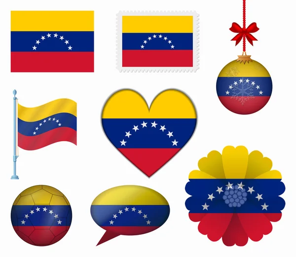 Venezuela bandeira conjunto de 8 itens vetor —  Vetores de Stock