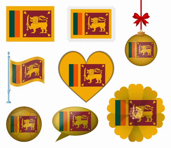 Sri Lanka flag set of 8 items vector — Stock Vector