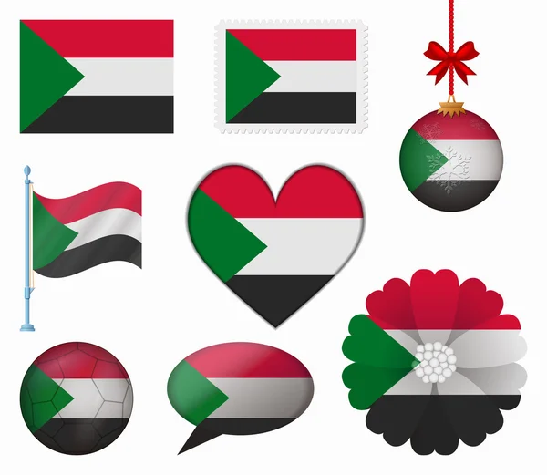Sudan flag set von 8 elementen vektor — Stockvektor