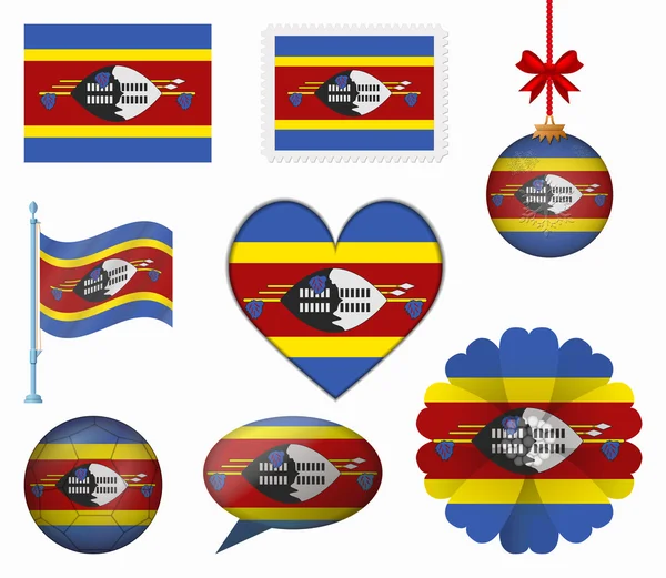 Vlag van Swaziland set van 8 items vector — Stockvector