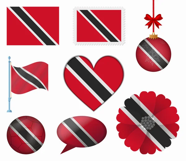 Bandeira de Trinidad e Tobago conjunto de 8 itens vetor —  Vetores de Stock