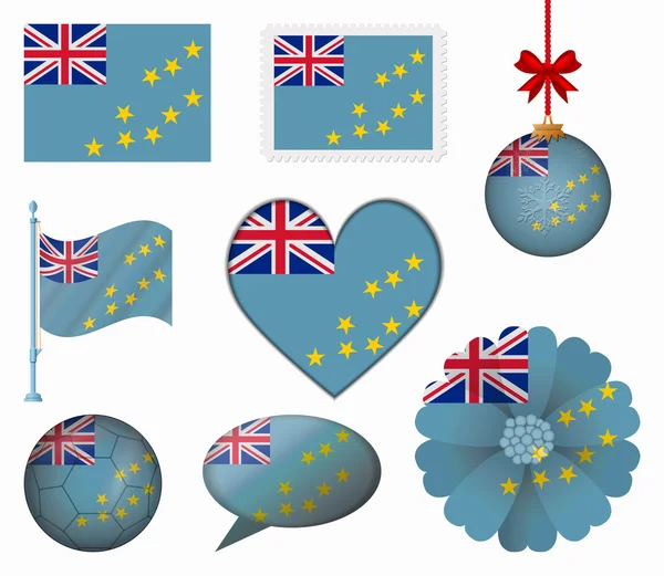 Vlag van Tuvalu set van 8 items vector — Stockvector