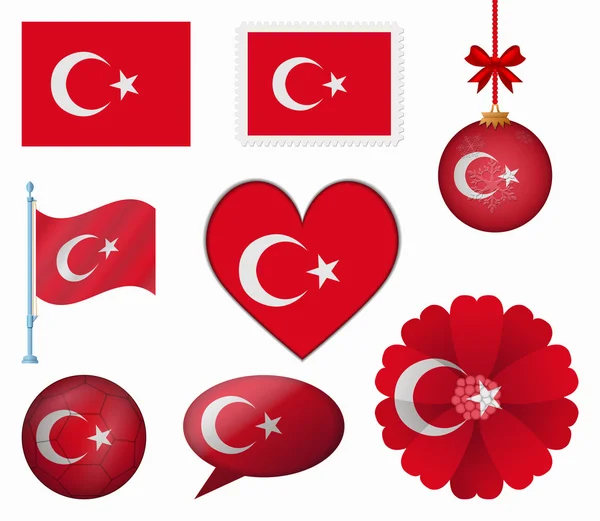 Turkey flag set of 8 items vector — Stock Vector