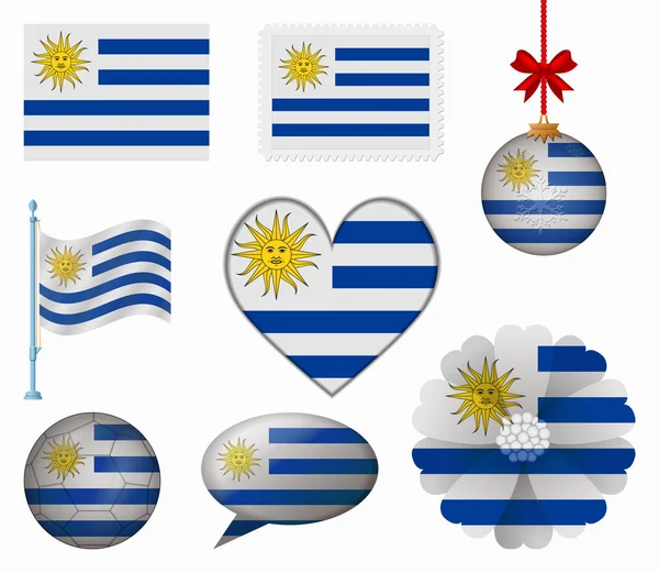 Uruguay flag set von 8 elementen vektor — Stockvektor