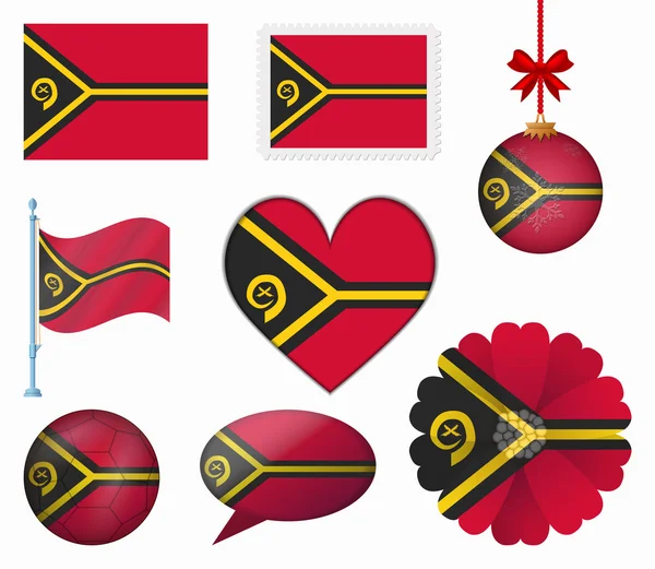 Drapeau Vanuatu jeu de 8 éléments vectoriel — Image vectorielle