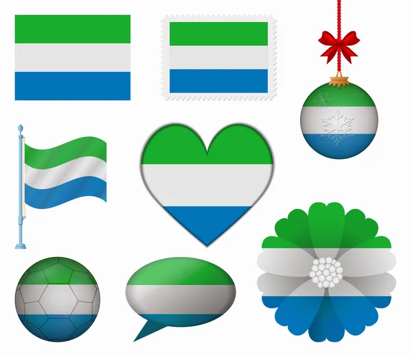 Sierra leone flag set von 8 elementen vektor — Stockvektor