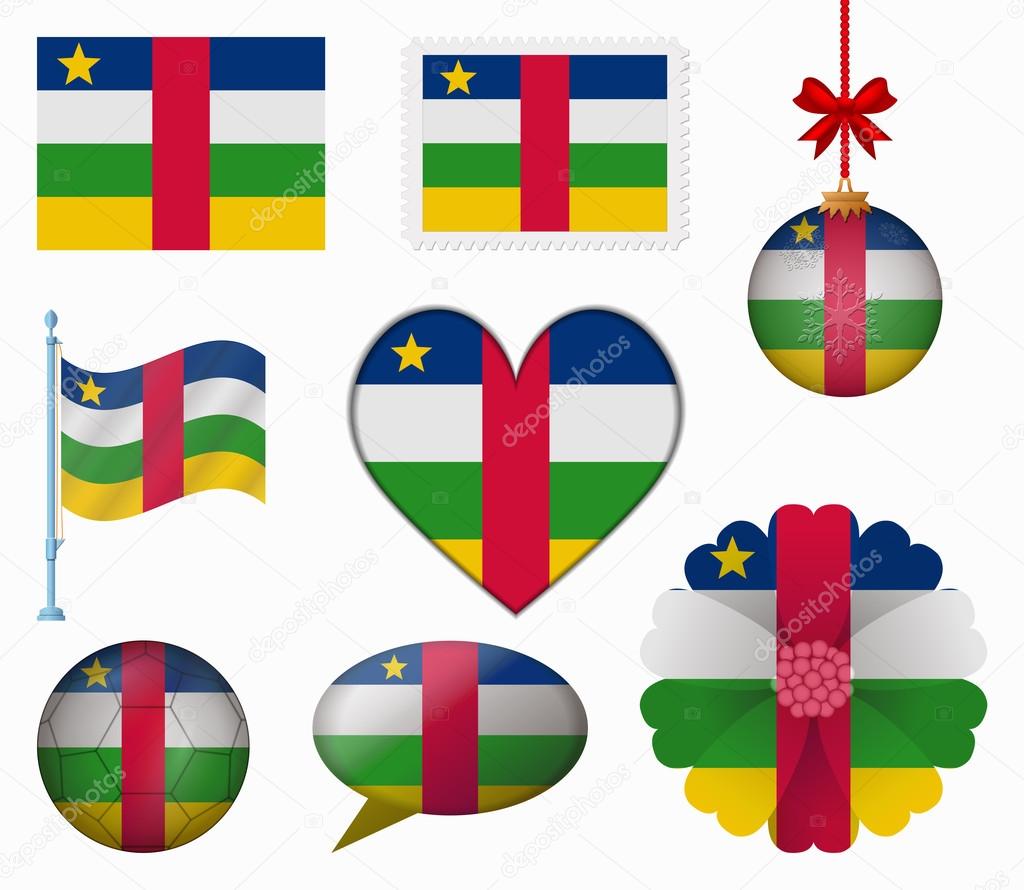 Central African Republic flag set of 8 items vector
