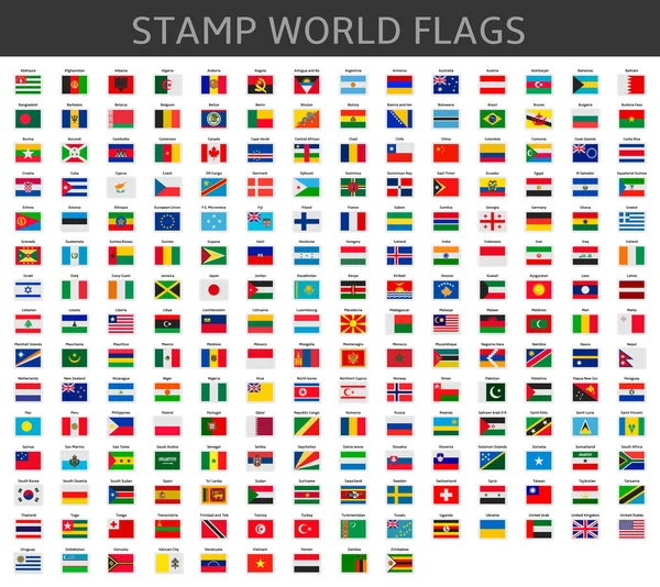 Stamps world flags — Stock Vector