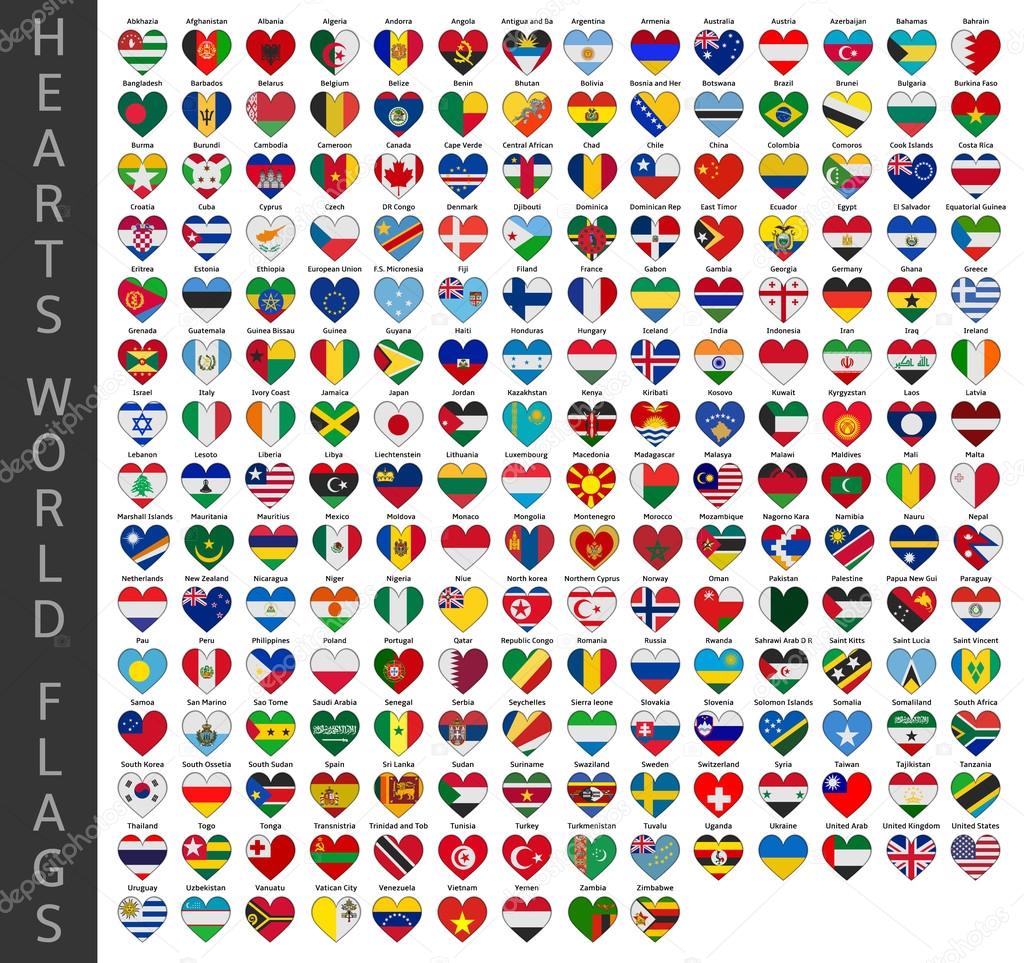 hearts world flags