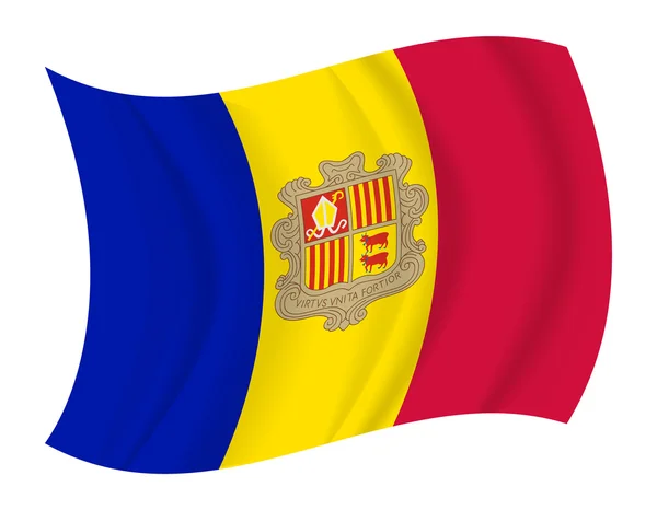 Andorra bandiera vettore sventolante — Vettoriale Stock