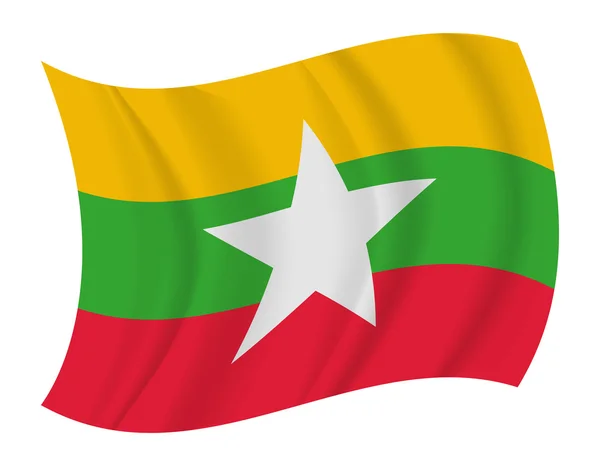 Burma bayrak sallayarak vektör — Stok Vektör