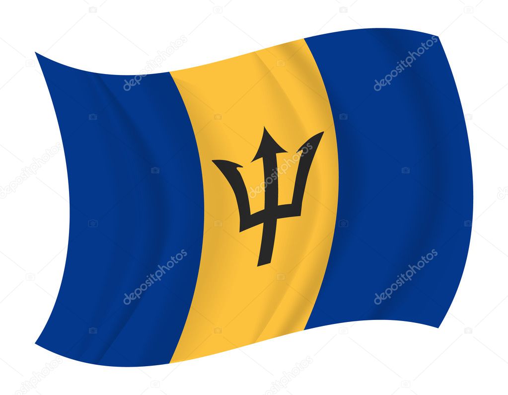Barbados flag waving vector