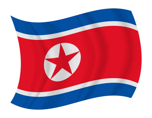 Vettore sventolante bandiera della Corea del Nord — Vettoriale Stock