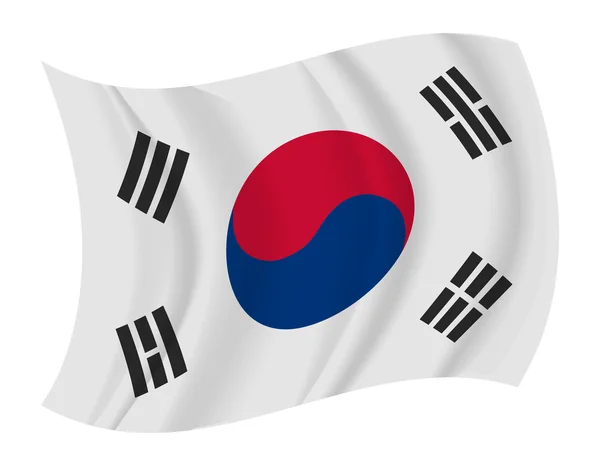 Corea del Sur bandera ondeando vector — Vector de stock