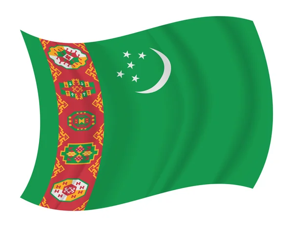 Bandeira do Turquemenistão vetor ondulando — Vetor de Stock