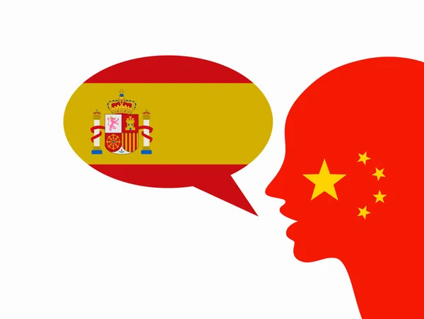 Chinês falando espanhol — Vetor de Stock