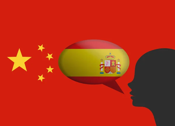 Hablar español en chino — Vector de stock