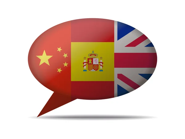 Drietalig Spaans, Engels en Chinees — Stockvector