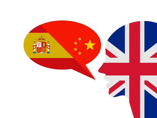 Inglés hablando tres idiomas — Vector de stock