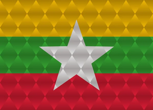 Burma düşük Poli bayrak — Stok Vektör