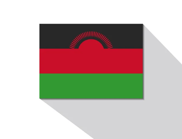 马拉维长长的影子国旗 — 图库矢量图片