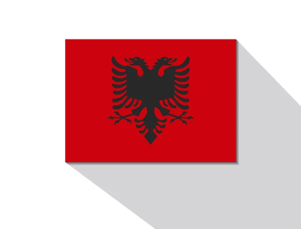 Drapeau albania ombre longue — Image vectorielle
