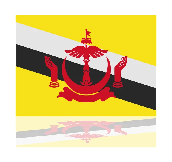 Reflectie vlag brunei — Stockvector