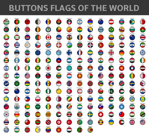 Buttons flags of the world — Stok Vektör