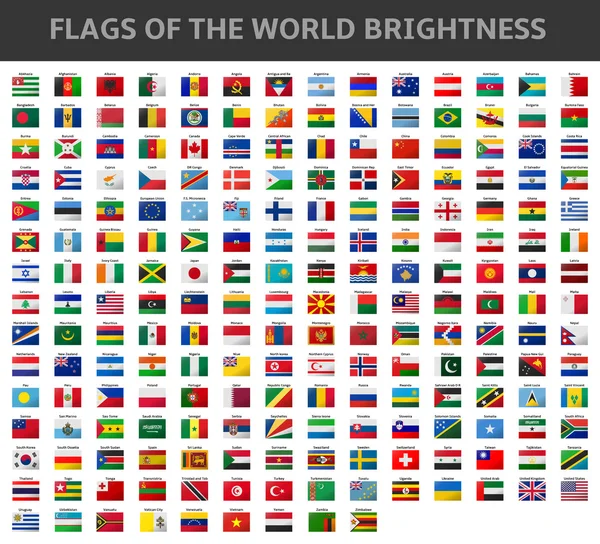 Drapeaux du monde luminosité — Image vectorielle