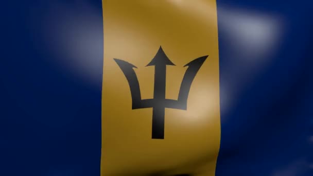 Barbados bandera de viento fuerte — Vídeos de Stock