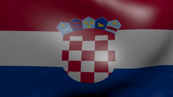 Croacia fuerte bandera del viento — Vídeos de Stock