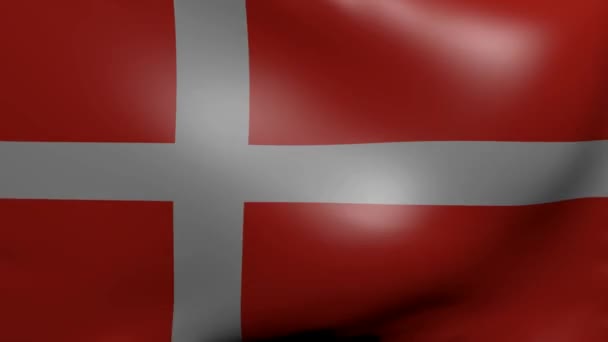 Dinamarca fuerte bandera del viento — Vídeo de stock