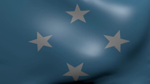 Micronesia fuerte bandera del viento — Vídeos de Stock