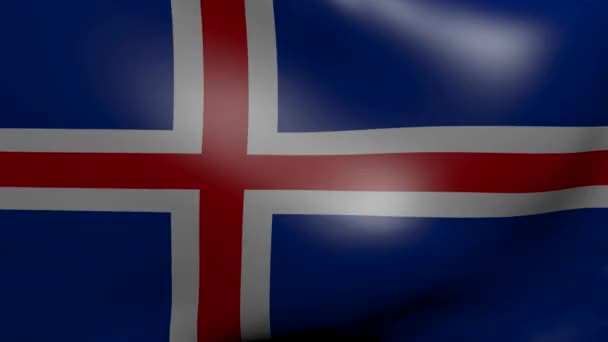 Ισλανδική σημαία δυνατός άνεμος — Αρχείο Βίντεο