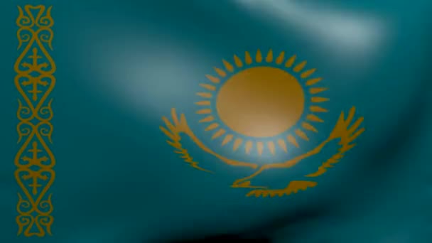 Kazakstan stark vind flagga — Stockvideo