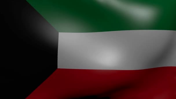 Kuwait fuerte bandera del viento — Vídeos de Stock