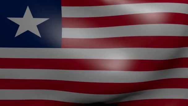 Liberia fuerte bandera del viento — Vídeos de Stock