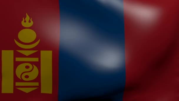 Mongolia fuerte bandera del viento — Vídeo de stock