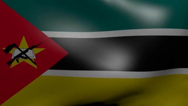 Mozambique fuerte bandera del viento — Vídeos de Stock