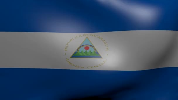 Silný vítr Vlajka Nikaraguy — Stock video