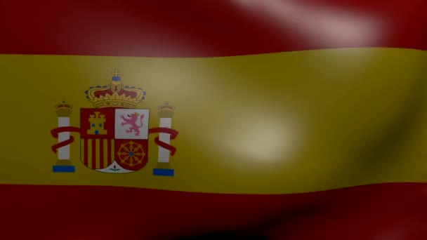 Bandera de España fuerte viento — Vídeo de stock