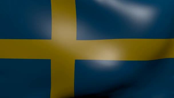 Schwedische Flagge mit starkem Wind — Stockvideo